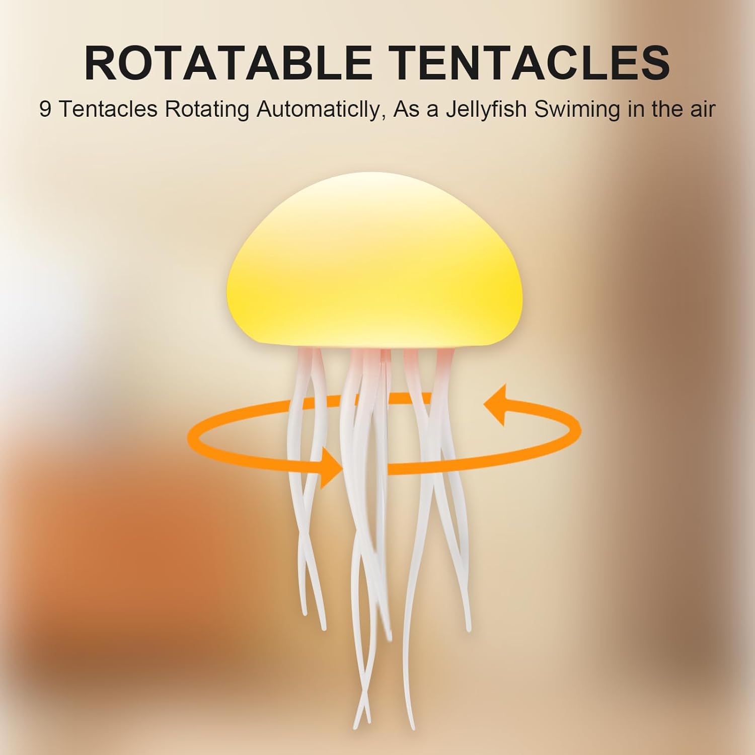 Rottipe Voice-Controlled Jellyfish Lamp with Dancing Legs - RGB Gradient Touch Sensor Table Lamp, Rechargeable & Ideal for Bedside & Christmas Gifts (Includes Hanging Option + Base)