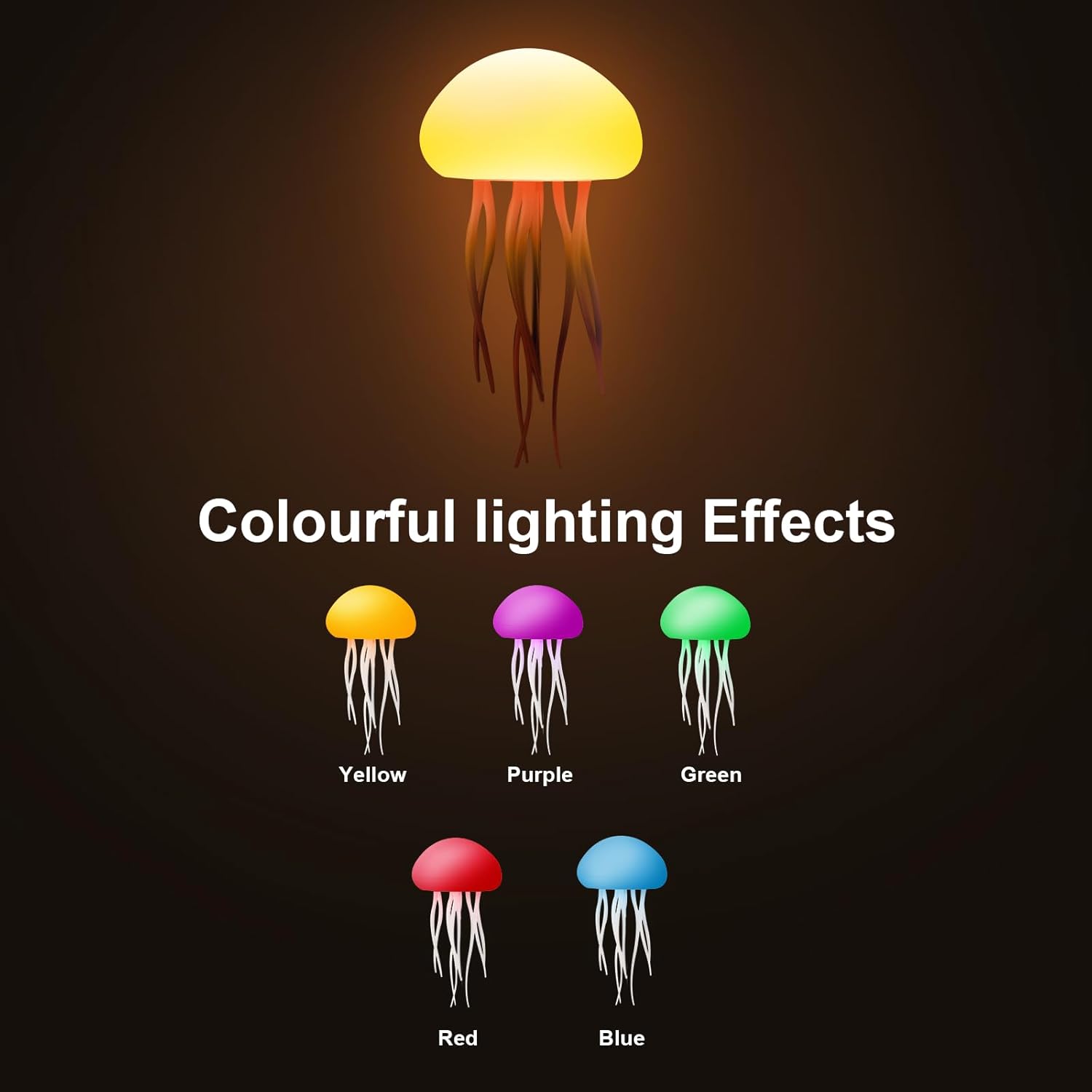 Rottipe Voice-Controlled Jellyfish Lamp with Dancing Legs - RGB Gradient Touch Sensor Table Lamp, Rechargeable & Ideal for Bedside & Christmas Gifts (Includes Hanging Option + Base)