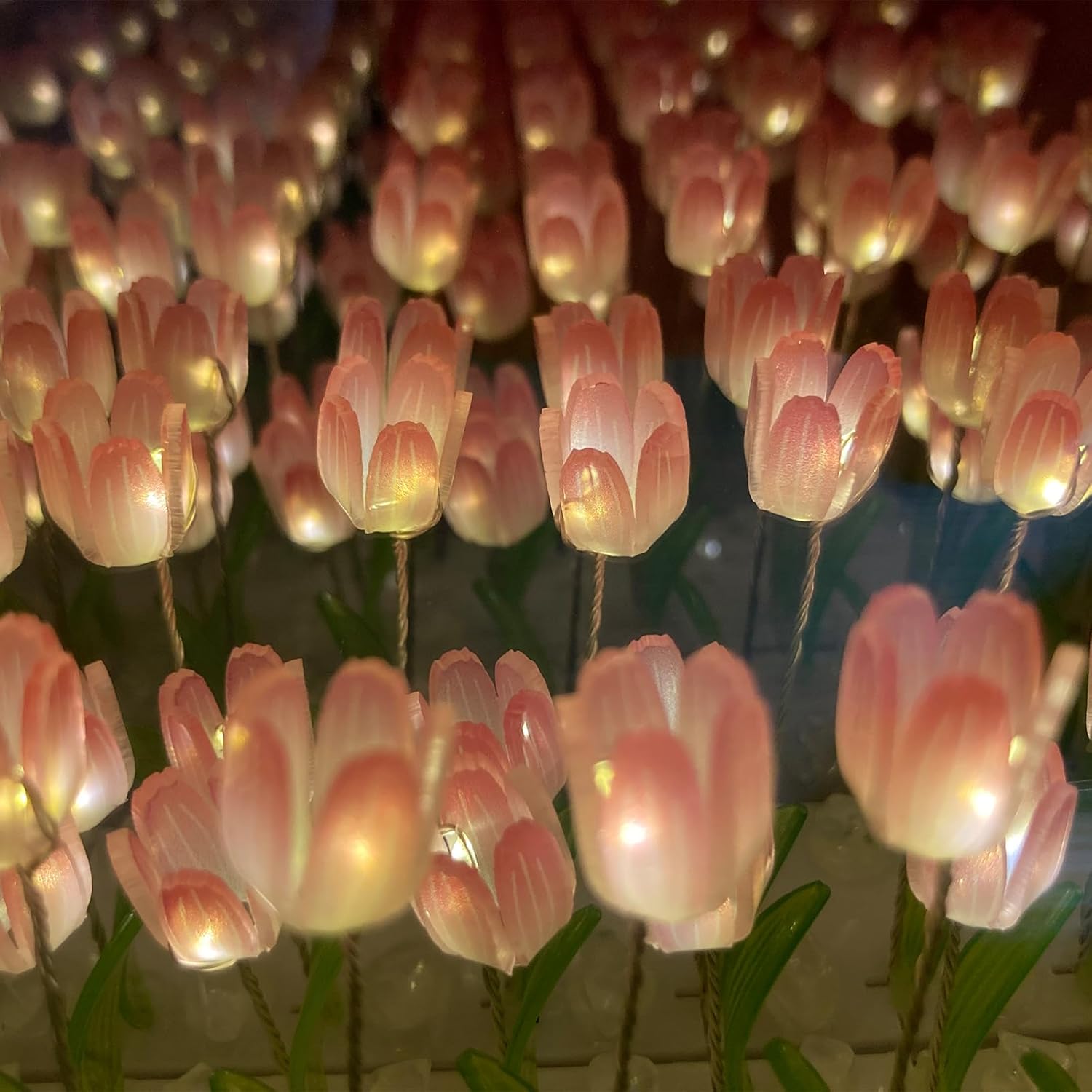 Cloud Tulip Mirror Night Light, Simulation Flower Bedroom Cloud Tulip Table