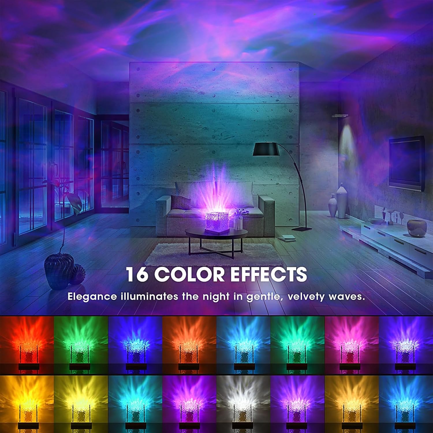 Northern Lights Projector - Rotating Ocean Wave Projector,16 Colors Changing Water Wave Lamp with Remote for Bedroom, Kids Room, Party, Bars, Game Rooms (Large Ocean)